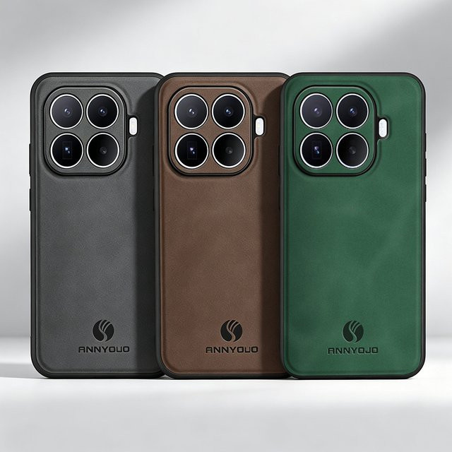 Luxuriöse Leder-Schutzhülle für Xiaomi 17T Pro 15T Pro 14T 13T X8 Pro Max mit eingebauter Metall-Autohalterung in Grau - Bild 1