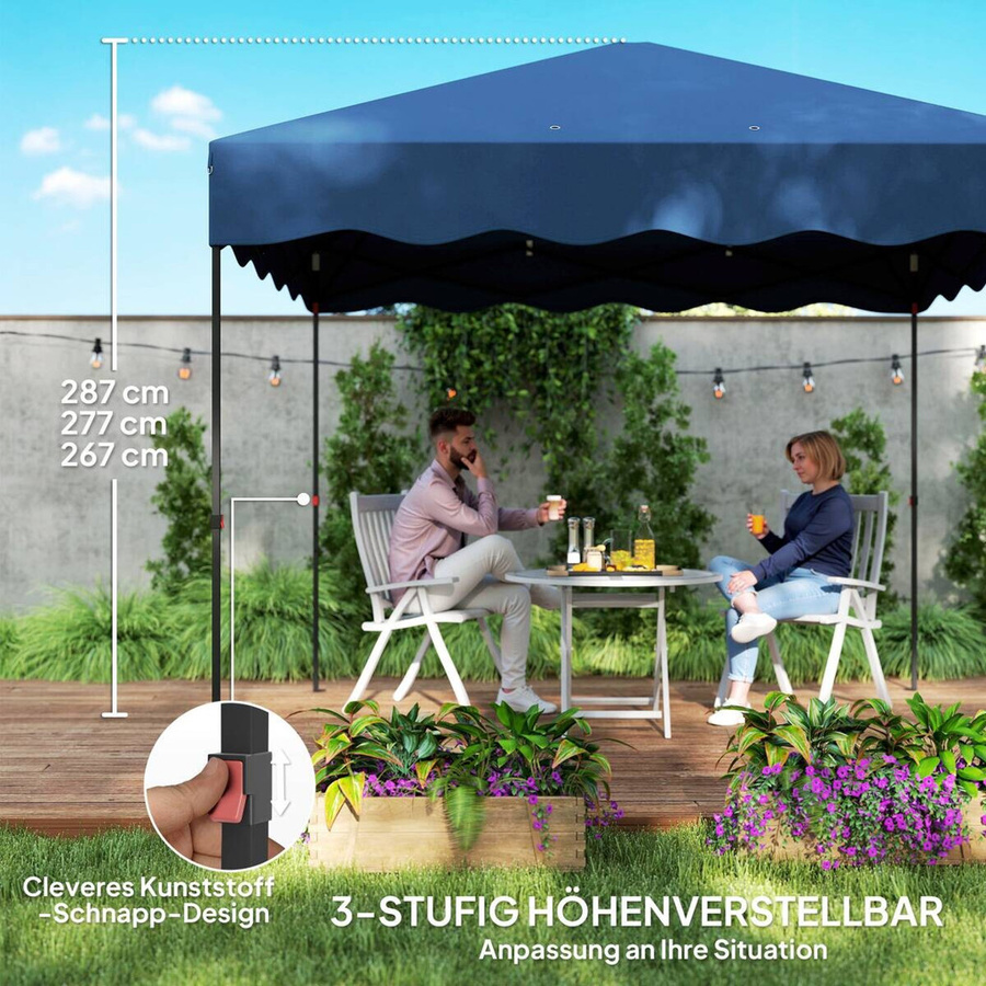 Outsunny Pavillon blau aus Metall und Polyester B/H/L: 297 x 287 x 297 cm - Bild 2