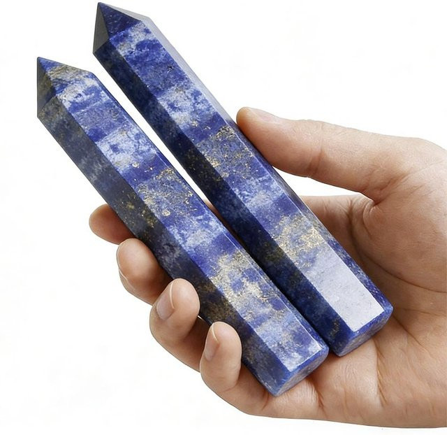 Yiran toy 1 Lapislazuli Kristallspitzen Set, 2 Stück blaue sechseckige Stein-Prismen zur Dekoration, Höhe: 15 cm - Bild 1