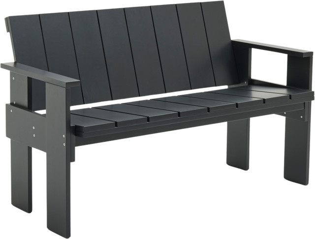 HAY Crate Dining Bench aus lackiertem Kiefernholz in Schwarz - Bild 1