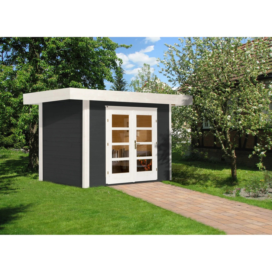 WEKA Gartenhaus Designhaus 126 Plus Flachdach aus europäischer Fichte in Anthrazit oder Weiß, B/H/T: 356 x 249 x 211 cm - Bild 2