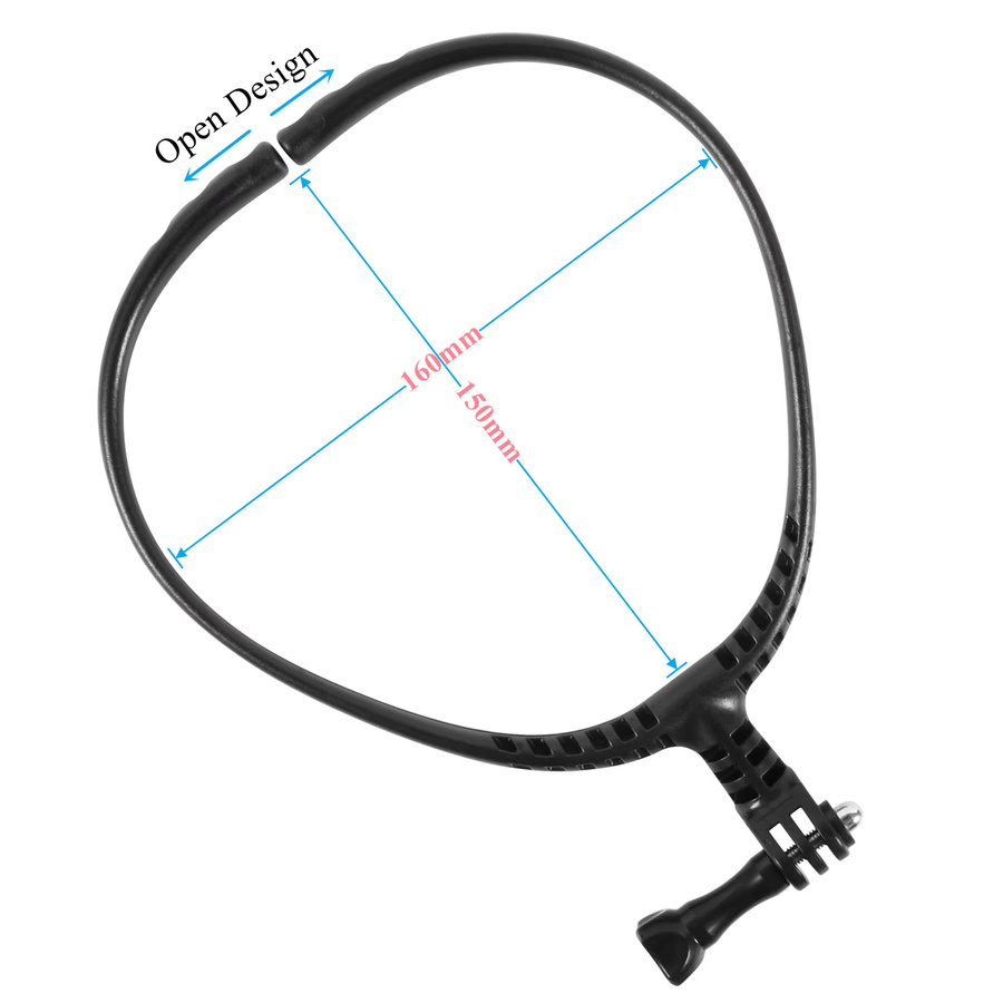Anti-Shake Halshalterung für Action Kameras wie GoPro Hero 11 10 9, Insta360 X3 und DJI Osmo Action, Lanyard Strap in Schwarz - Bild 2