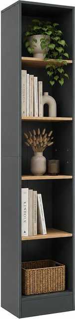 VCM Bücherregal für Aktenordner in Anthrazit, modernes Standregal mit 5 Fächern für dein Homeoffice, Höhe: 183 cm, Breite: 38 cm, Tiefe: 30 cm - Bild 1