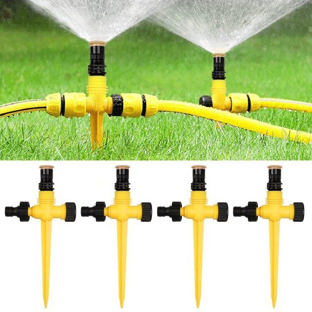 4er-Pack Gartensprinkler mit 360 Grad Drehung, einstellbare Wassersprüher aus Kunststoff zur Rasenbewässerung für Pflanzen und Gemüse inklusive Bodensteckern - Bild 1
