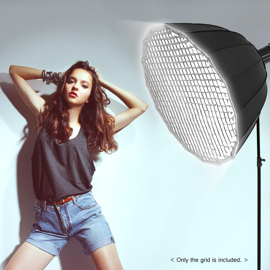 Andoer Softbox Wabengitter mit 16 Stäben für Parabolic Softbox, Schwarz, Durchmesser: 90 cm - Bild 4