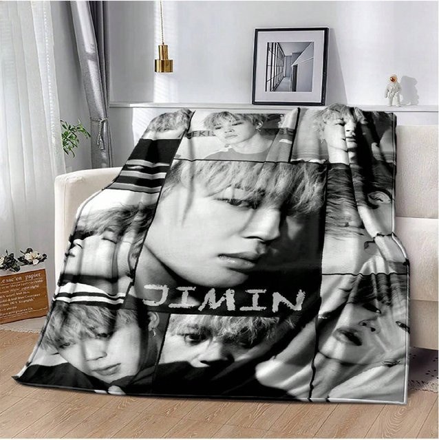 JIMIN Kim Seok Jin Sternendecke Spring Symphony, weiche Überwurfdecke in Schwarz, B/B: 150 x 180 cm - Bild 1