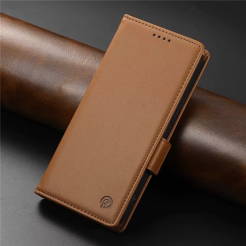 Luxuriöse Leder-Flip-Hülle für Realme 5G Modelle in Braun - Bild 4
