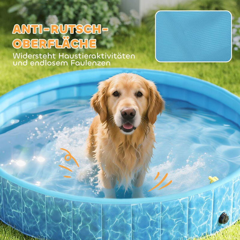 PawHut Hundepool aus Kunststoff in Blau, B/H/L: 160 x 30 x 160 cm - Bild 3