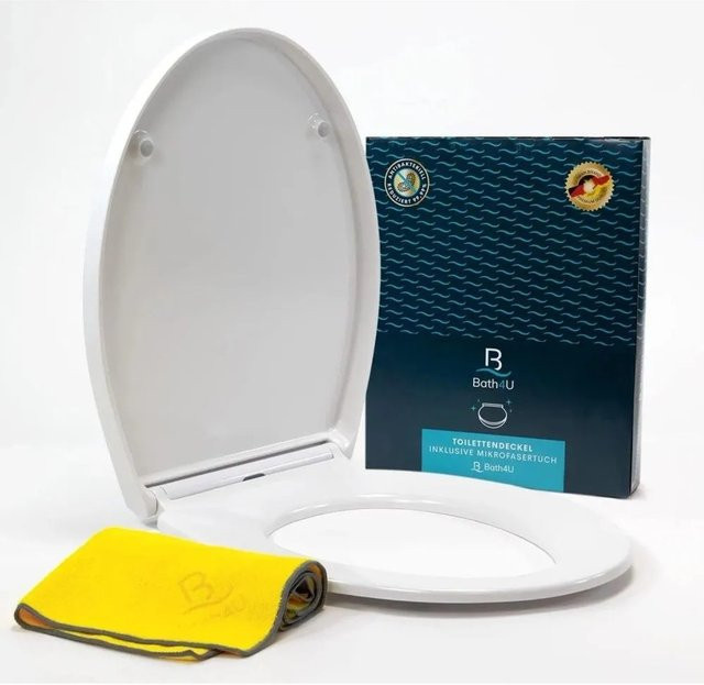 Bath4U WC Sitz aus Urea-Duroplast in Weiß mit Absenkautomatik und Quick-Release-Funktion, oval, B: 37 cm, T: 46 cm - Bild 1
