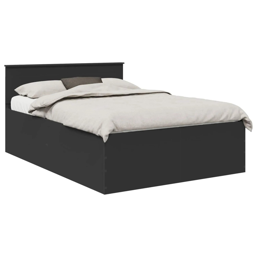 vidaXL Bettrahmen mit Kopfteil in Schwarz aus Holzwerkstoff, B/T/H: 140 x 190 x 143 cm - Bild 2