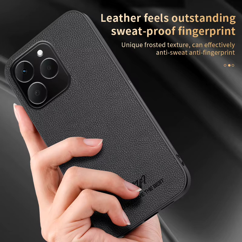 Luxus Leder Schutzhülle mit Magnetfunktion und Kamera-Schutz für Realme 15T in Schwarz oder Grau - Bild 2