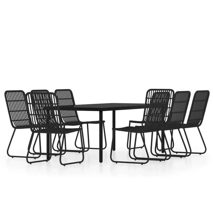 vidaXL 9-teilige Garten-Essgruppe aus PE-Rattan und Glas in Schwarz - Bild 2