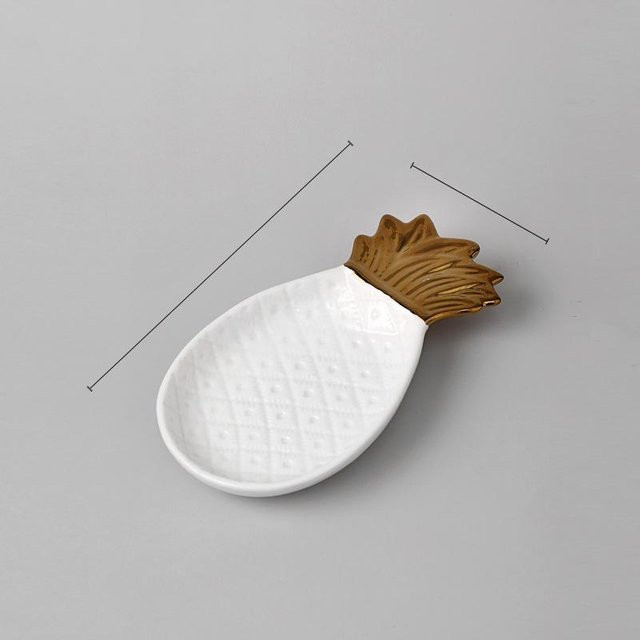 Yiran Furniture Keramik Ananas Ornament in Weiß und Silber, moderne Dekoration für Wohnzimmer und Schreibtisch - Bild 1