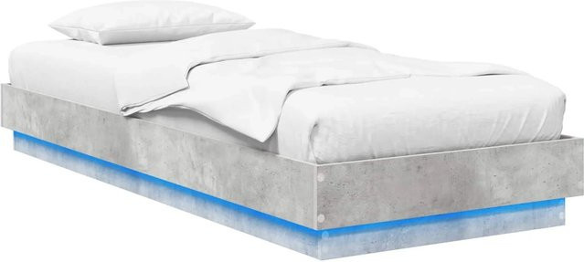 vidaXL Bettgestell mit LED in Betongrau aus Holzwerkstoff, B/H: 80 x 200 cm - Bild 1