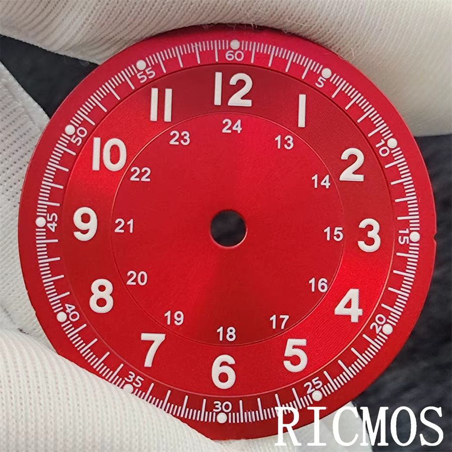 RICMOS Zifferblatt Piloten-Felduhr, 29 mm, rot, Automatikwerk - Bild 2