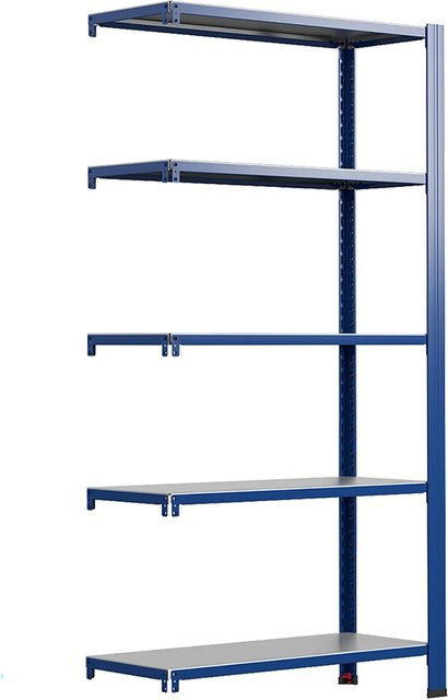Ar Shelving T Profile Zusatzmodul Regal in Blau und Verzinkt mit 5 Böden, B/T/H: 250 x 60 x 50 cm - Bild 1