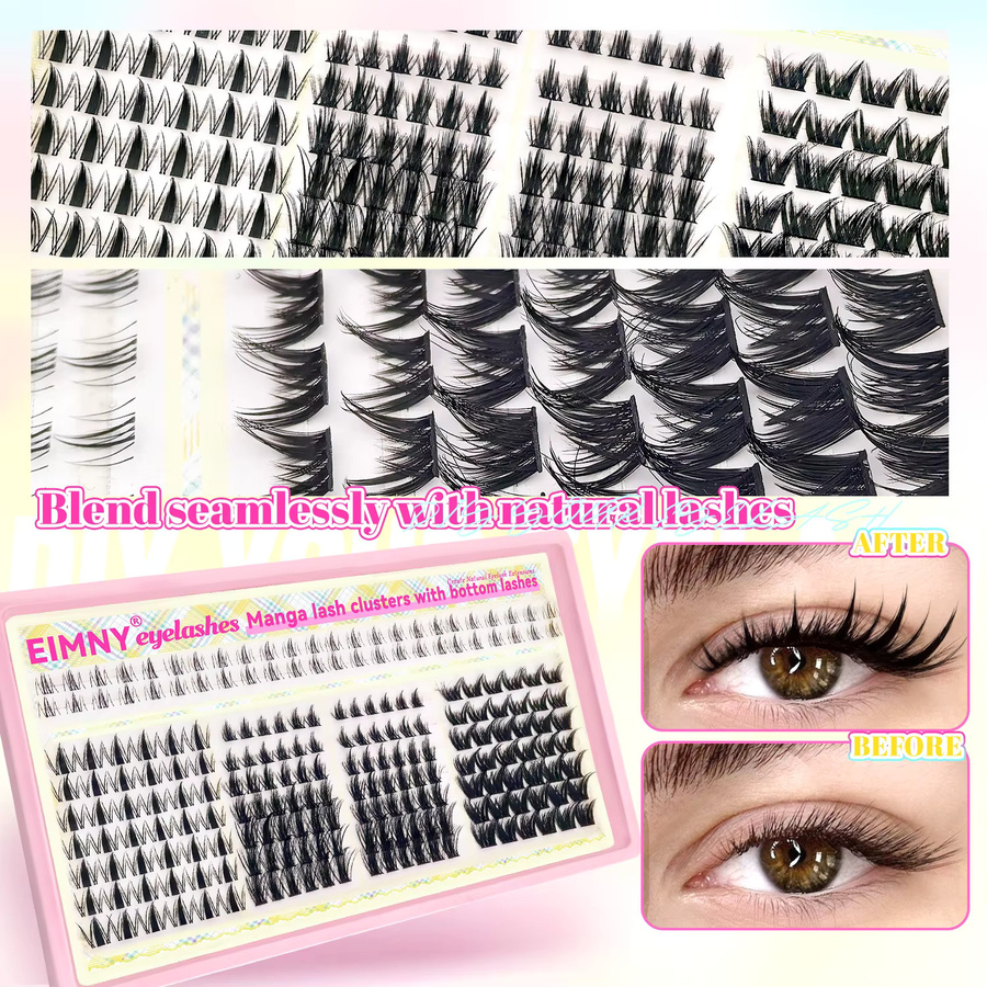 EIMNY Manga Lash Clusters Kit, M1730 mit Tool, Unisex, natürlich - Bild 4