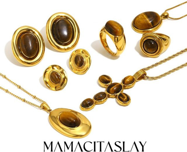 MamacitaSlay Schmuckset, 18K vergoldet Edelstahl, Naturstein, Damen - Bild 1