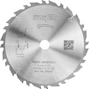 Mafell Wood Universal Kreissägeblatt KSB-WU 280 GT HW, Farbe: Silber, Durchmesser: 280 mm, Breite: 2,8 mm, Bohrung: 30 mm, Carbide Tipped - Bild 1