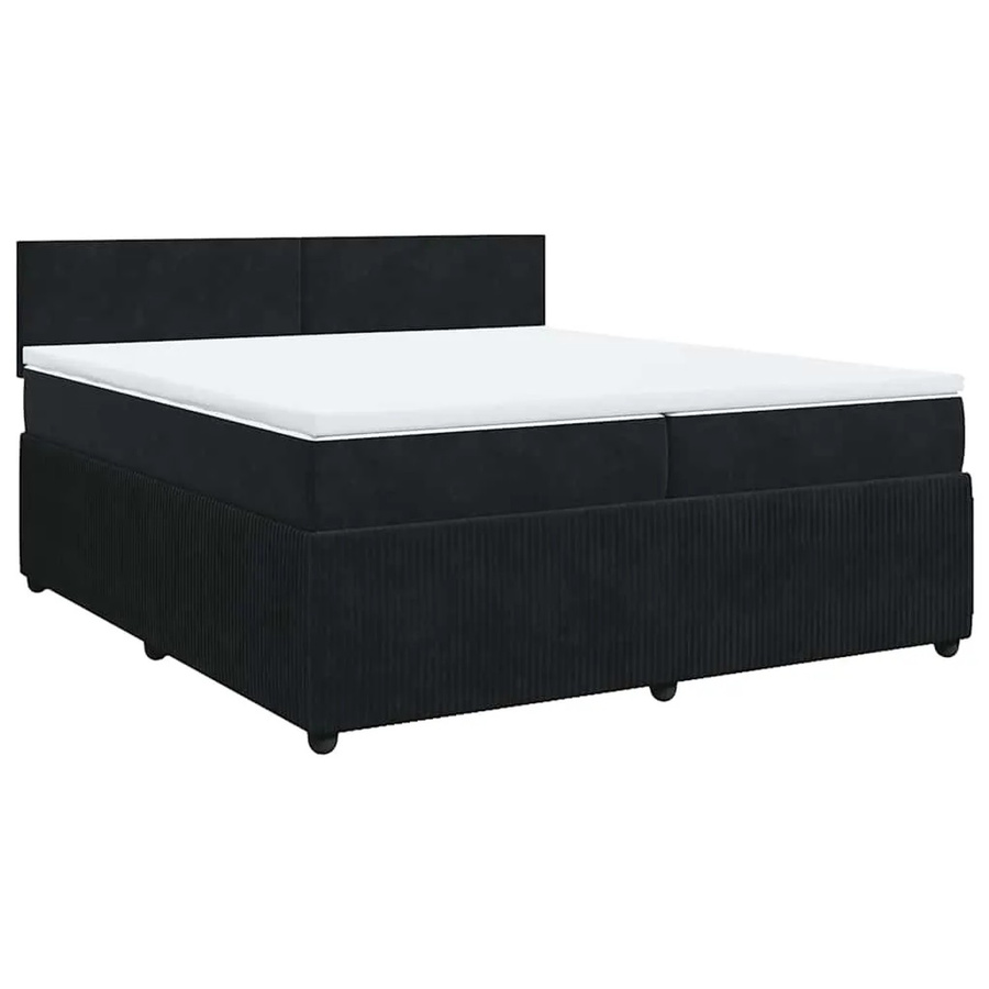 vidaXL Boxspringbett mit Matratze aus Samt in Schwarz mit USB-Ladeport und Unterbettbeleuchtung B/T/H: 200 x 200 x 100,5 cm - Bild 2