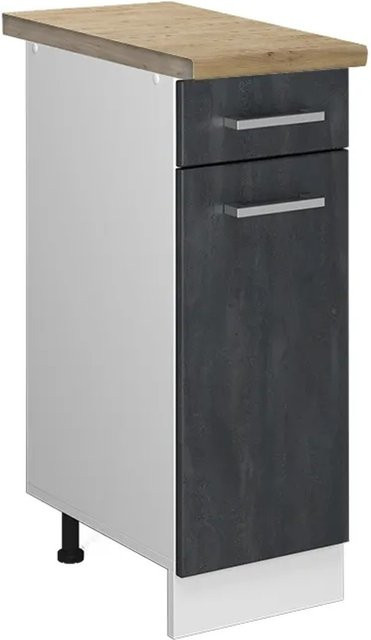 Vicco R-Line Küchenunterschrank mit Schubladen und Arbeitsplatte in Schwarz Beton und Eiche, B/T/H: 30 x 30 x 30 cm - Bild 2