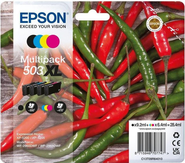 Epson 503XL Multipack Tintenpatronen Set in Schwarz, Cyan, Magenta und Gelb für Inkjet-Drucker - Bild 1