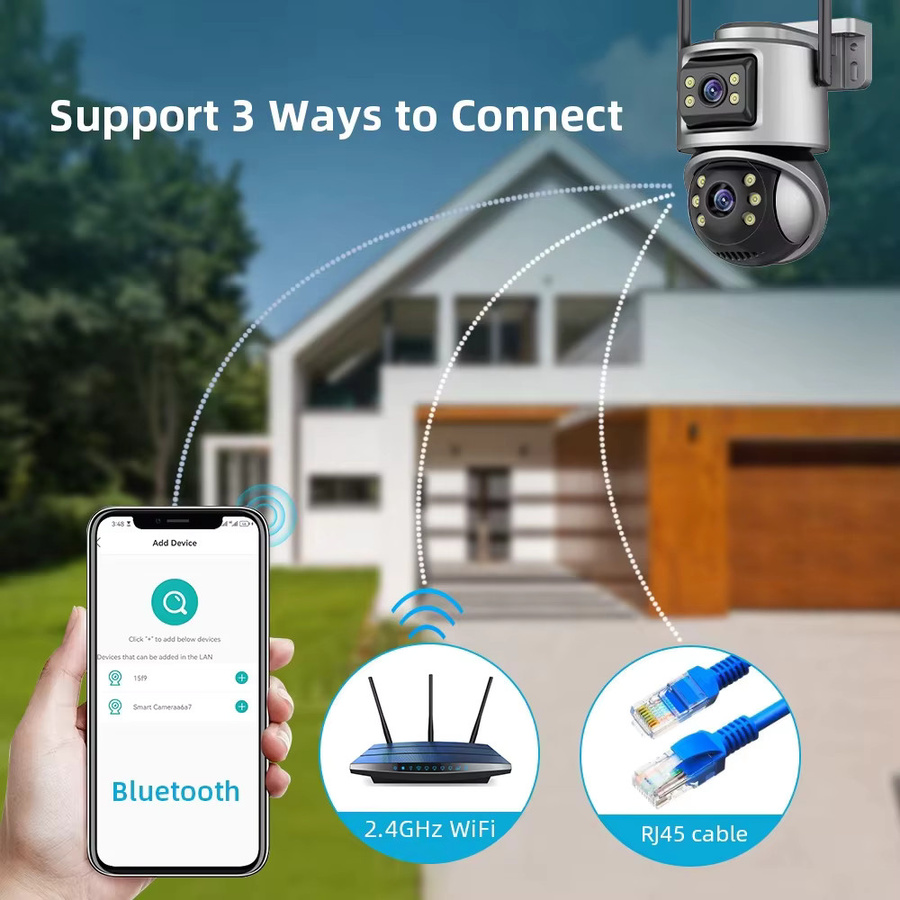 DiFang 8MP HD Dual-Screen WLAN IP-Kamera mit KI-Bewegungsverfolgung, wasserdichte Mini-Dome CCTV Heimsicherheits-Überwachungskamera mit Icsee P2P-Funktion - Bild 2