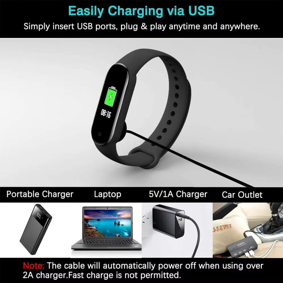 Magnetisches USB-Ladekabel für Xiaomi Mi Band 5, 6 und 7 in Schwarz, Länge: 50 cm - Bild 5