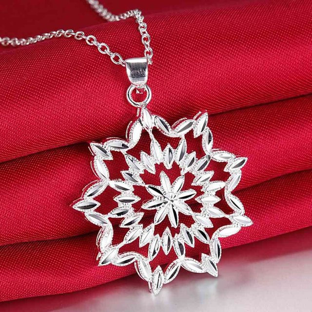 BJXMOSO Halskette mit Anhänger, 925 Silber, Blume, Damen - Bild 1
