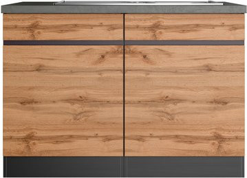 HELD MÖBEL Spülenschrank Tampa in Braun und Grau, moderner Küchenschrank mit Scharniertüren, B/H/T: 120 x 86 x 60 cm - Bild 1