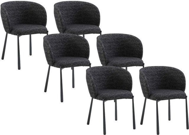 Vente-unique Stuhl Sijola Schwarz mit Tweedstoff und Metallgestell - Bild 1