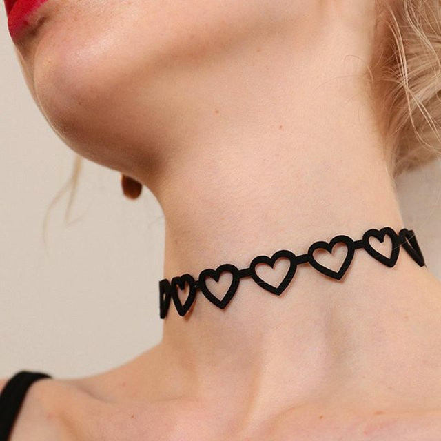 Halskette Spitzen-Choker, Leder, Schwarz, Damen - Bild 1