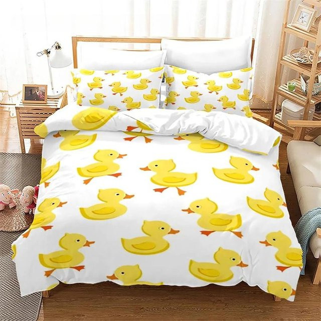 Bettwäsche Set mit gelber Ente von JMG Household Supplies, 3D-Druck Design, Farbe Gelb-Weiß, B/H: 140 x 210 cm - Bild 1
