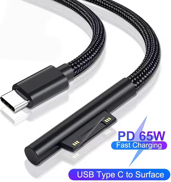 Microsoft Surface Pro USB C Netzteil 65 W Schnellladegerät Adapter in Schwarz - Bild 1