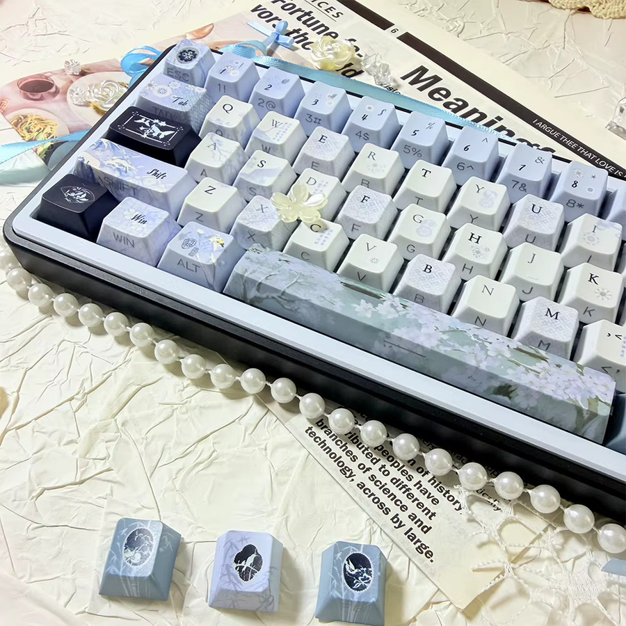 TTTSKONE PBT Tastenkappen im Cherry-Profil mit 5-seitiger Sublimation und Seitendruck, transparent, 120 Stück - Bild 3