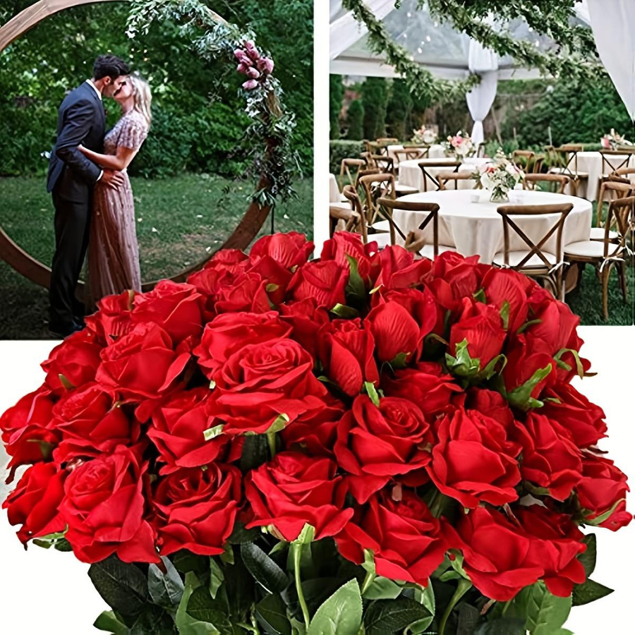 12 Stück Künstliche Rosenstrauß von Garden Supplies My in Silber für Dekorationen - Bild 2