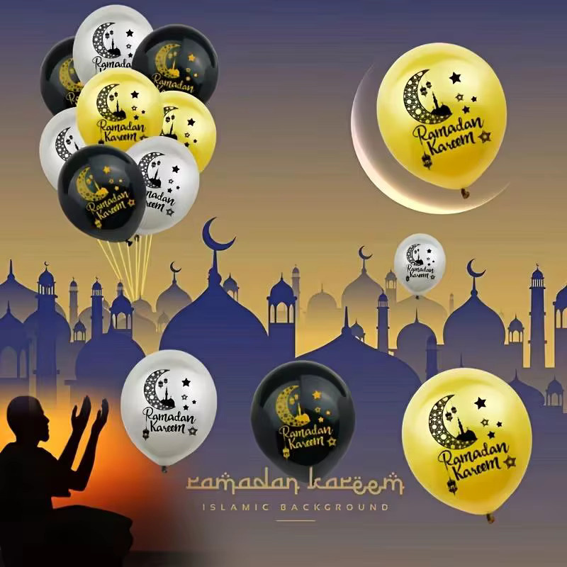 ZQNYCY Ramadan Kareem Latex Ballon Set mit Mond-Motiv, 20 Stück, Multicolour, Dekoration für Eid Mubarak und islamische Feste - Bild 3