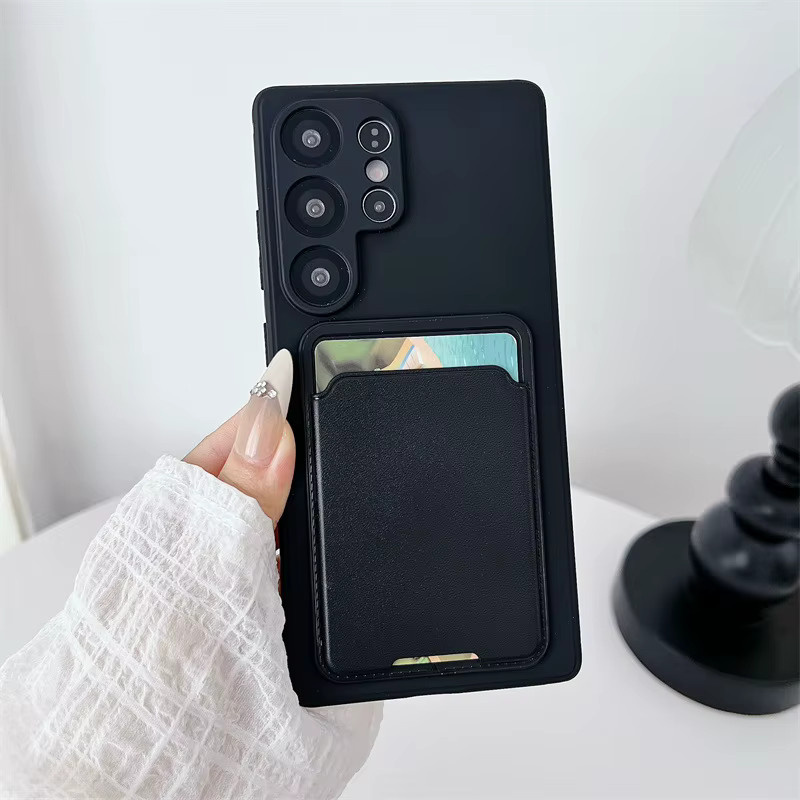 Luxus Handyhülle mit Kartenfach und Brieftaschenhalter für Samsung Galaxy S25 S24 S23 S22 Ultra Plus FE A56 A72 in Schwarz - Bild 1
