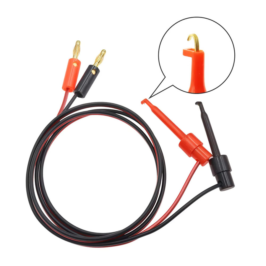 Vergoldetes Bananenstecker zu Elektro-Hakenklemme Testkabel Set, 1 Paar, 1m Länge, rot-schwarz, für Multimeter-Testleitungen und Drahtverbinder - Bild 2