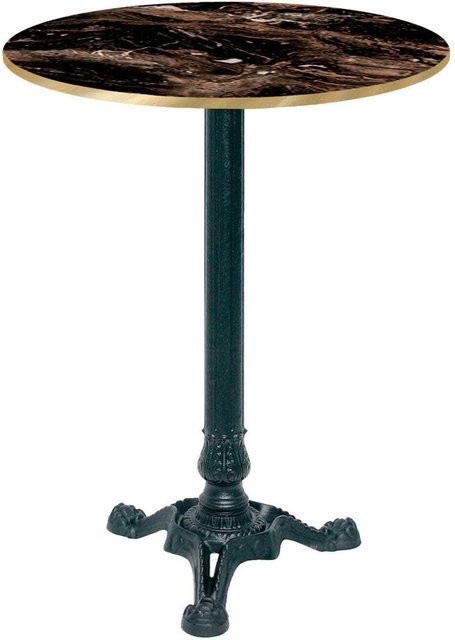 RestooTab Bistrotisch rund in Schwarz und Café mit messingfarbenen Kanten, H: 113 cm, B/D: 60 x 60 cm - Bild 1