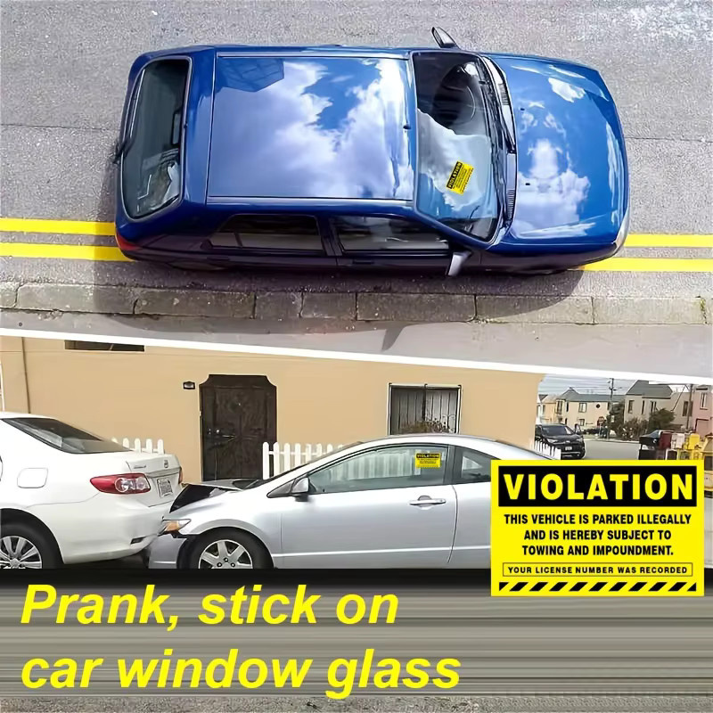 10 Stück Warnaufkleber Violation of Parking Vorschriften in Gelb, Größe: Breite: 7 cm, Höhe: 11 cm - Bild 6