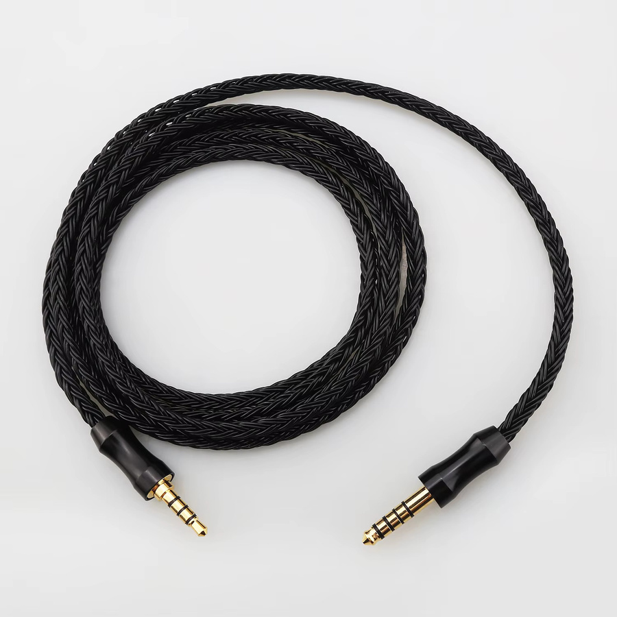 Audiocrast 16-adriges 6N OCC versilbertes Kopfhörer-Ersatzkabel, symmetrisches TRRS-Upgrade-Kabel von 4,4 mm auf 3,5 mm Jack, Schwarz/Silber, für HIFIMAN Beats DEVA pro HE-R9 - Bild 2