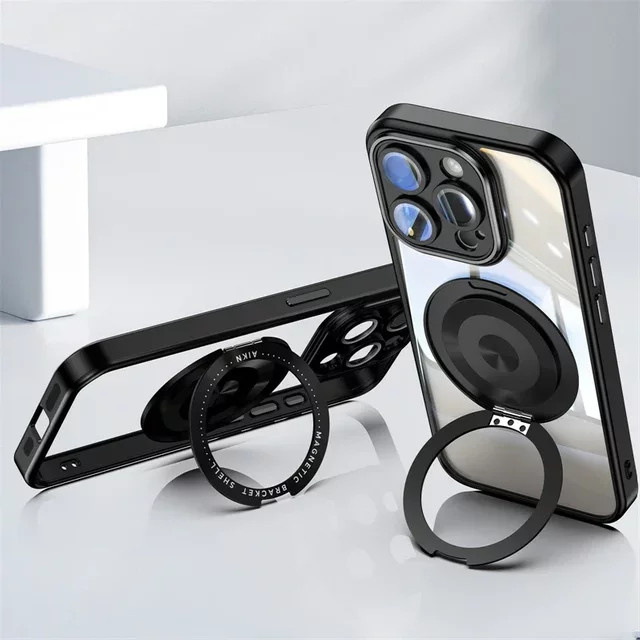 Magnetische drehbare Handyhülle mit Objektivschutz für Apple iPhone 17 16 15 14 13 12 Pro Max in Grau - Bild 1