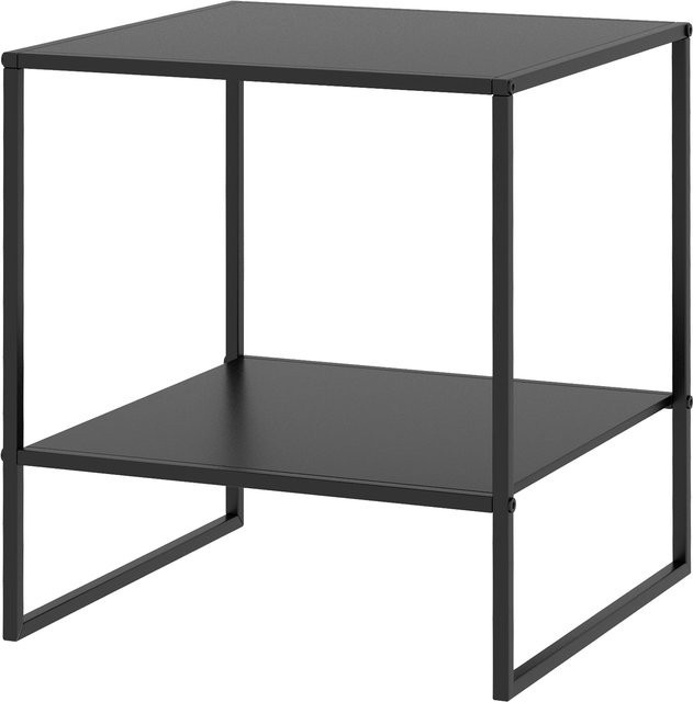 HOMCOM Beistelltisch mit Ablage in Schwarz, industrielles Design mit Stahlrahmen für Wohnzimmer und Schlafzimmer, B/T/H: 40 x 40 x 45 cm - Bild 1