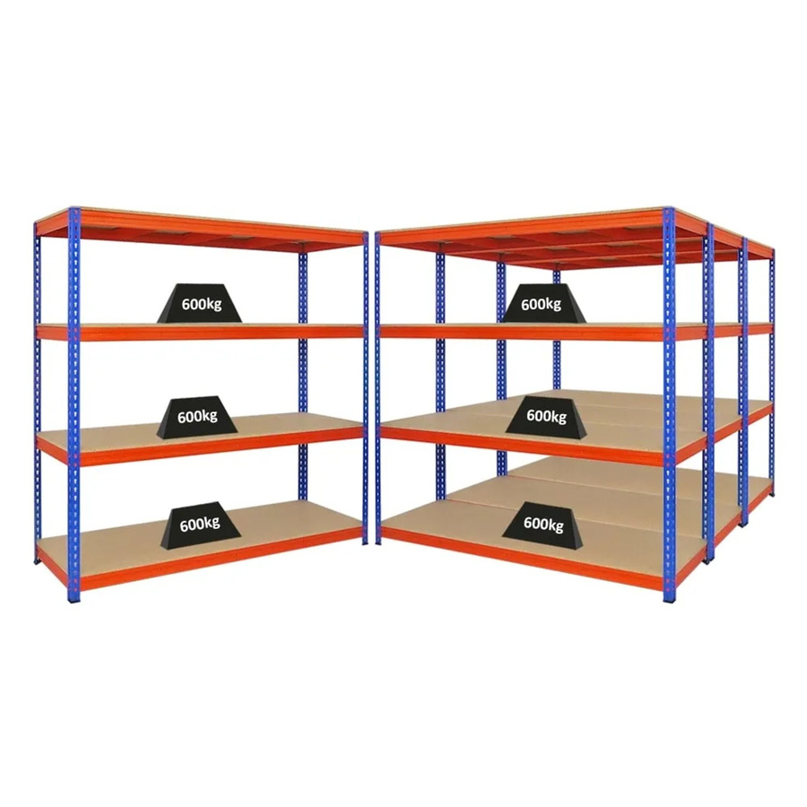 PROREGAL Bison Profi Schwerlastregal Set mit 4 Fachböden, H x B x T: 180 x 180 x 60 cm, Blau-Orange - Bild 2