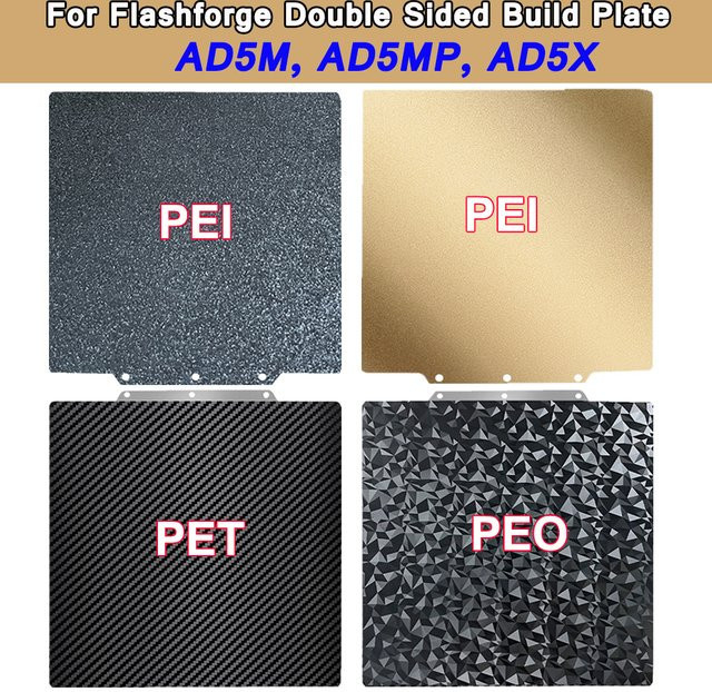 Flashforge Bauplatte für Adventurer 5M, AD5M Pro und AD5X aus Federstahl mit PEI und PEO Beschichtung in Schwarz - Bild 1