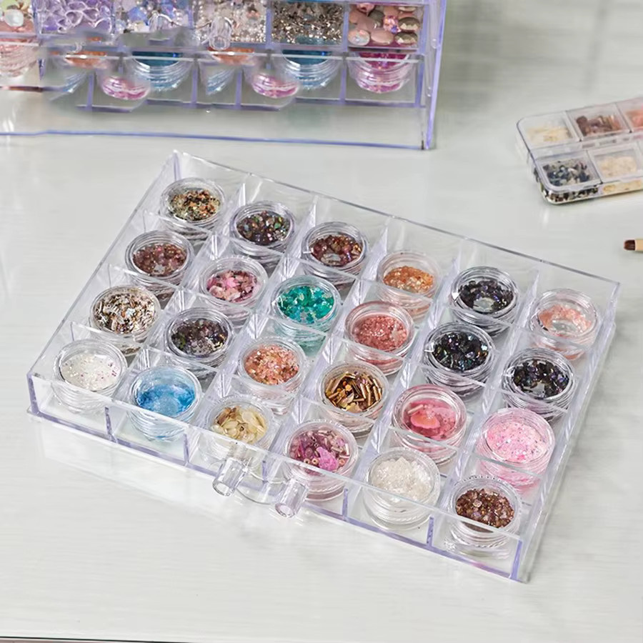 Transparente Nail Art Aufbewahrungsbox aus Acryl im Schubladenstil für Schmuck und Diamant-Werkzeuge - Bild 4