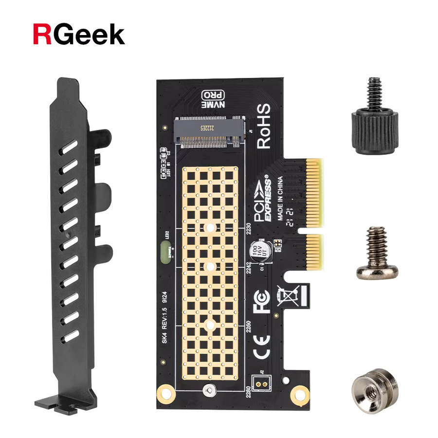 RGEEK M.2 NVMe SSD zu PCIe x4 Adapter, M Key Schnittstellenkarte für M.2 2230 bis 2280, Schwarz - Bild 3