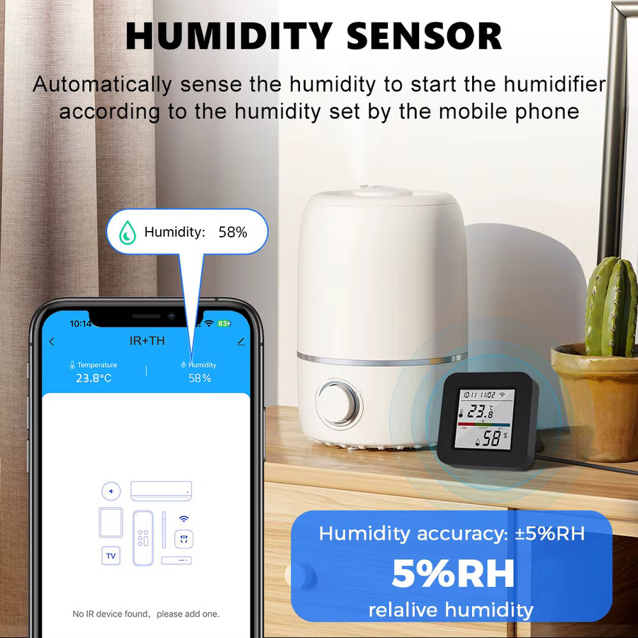 Tuya WiFi Temperatur- und Feuchtigkeitssensor mit IR Universal-Fernbedienung für Smart Life App, Alexa und Google Home - Bild 3