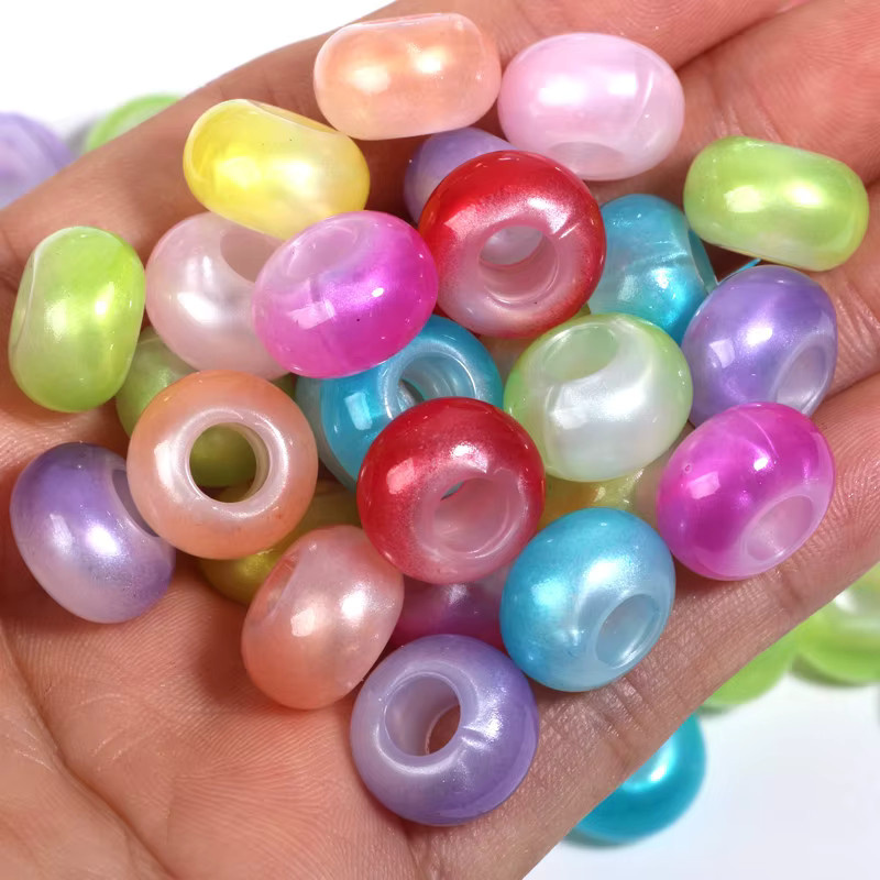 Acrylperlen, rund, mehrfarbig, Glitzer, 8 x 14 mm, Unisex - Bild 2